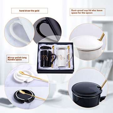 Jumway Mr and Mrs Coffee Mugs Set - Unique Wedding Gifts