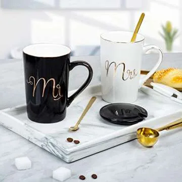 Jumway Mr and Mrs Coffee Mugs Set - Unique Wedding Gifts