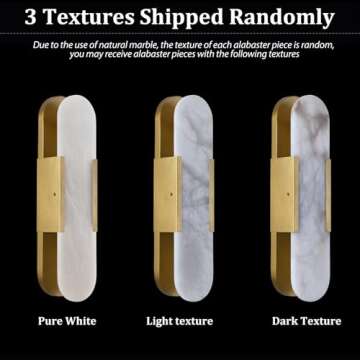 Sucelating 19.7in Brass Alabaster Wall Sconces, Natural Marble Wall Sconces Set of Two Indoor Alabaster Sconces for Living Room Modern Alabaster Sconces Wall Lighting for Dining Room Stairs Bedroom