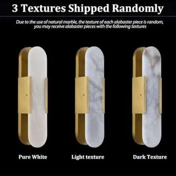 Sucelating 19.7in Brass Alabaster Wall Sconces, Natural Marble Wall Sconces Set of Two Indoor Alabaster Sconces for Living Room Modern Alabaster Sconces Wall Lighting for Dining Room Stairs Bedroom