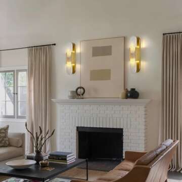 Sucelating 19.7in Brass Alabaster Wall Sconces, Natural Marble Wall Sconces Set of Two Indoor Alabaster Sconces for Living Room Modern Alabaster Sconces Wall Lighting for Dining Room Stairs Bedroom