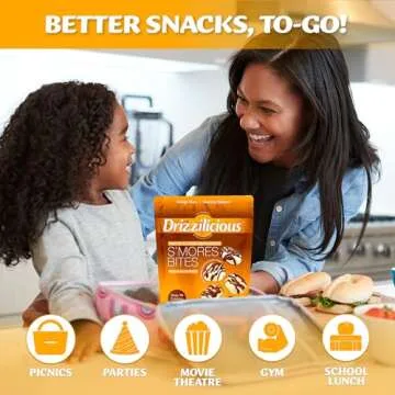 Drizzilicious Mini Rice Cakes S'mores - Rice Crisps, Healthy Snack for Adults and Kids, Flavored Rice Cakes, Vegan, Gluten Free, Allergen Free, Only 90 Calories Per Bag - 0.74 oz (Pack of 10)