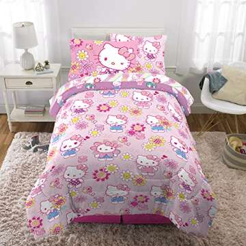 Franco Kids Bedding Super Soft Comforter and Sheet Set with Sham, 5 Piece Twin Size, Hello Kitty