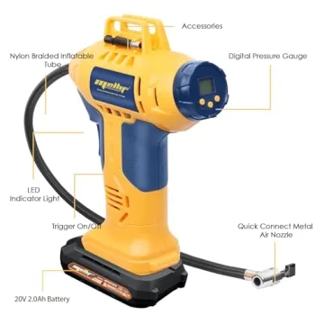 Cordless Tire Inflator for Dewalt 20V - 160PSI Power