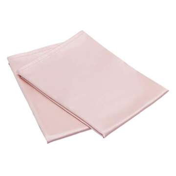 Amazon Basics 100% Polyester Satin Pillowcases for Hair and Skin, Envelope Closure - Blush, Standard, Pack of 2, 26"L x 20"W