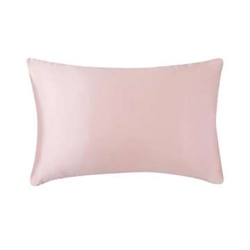 Amazon Basics 100% Polyester Satin Pillowcases for Hair and Skin, Envelope Closure - Blush, Standard, Pack of 2, 26"L x 20"W