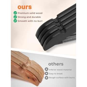 HOUSE DAY Black Wooden Hangers 10 Pack Wood Clothes Hangers Smooth Finish Wooden Coat Hangers for Closet Heavy Duty Hangers Solid Wood Hangers Suit Hangers for Clothes, Jacket, Shirt, Tank Top, Dress