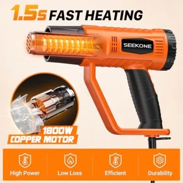 SEEKONE 1800W Heat Gun with Fast Heat and Nozzles