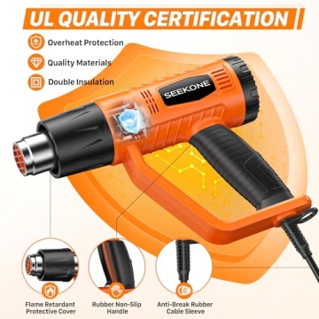 SEEKONE 1800W Heat Gun with Fast Heat and Nozzles