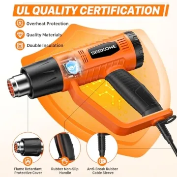 SEEKONE 1800W Heat Gun with Fast Heat and Nozzles