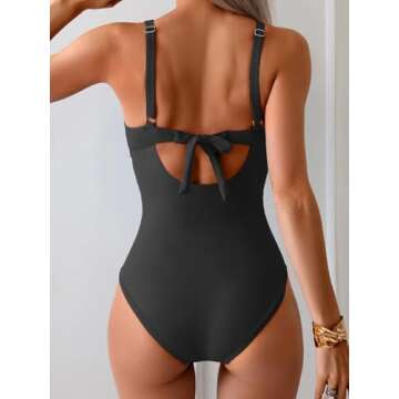 Eomenie Women's One Piece Swimsuits Tummy Control Ruched Push Up Bathing Suit Tie Back Slimming Swimwear