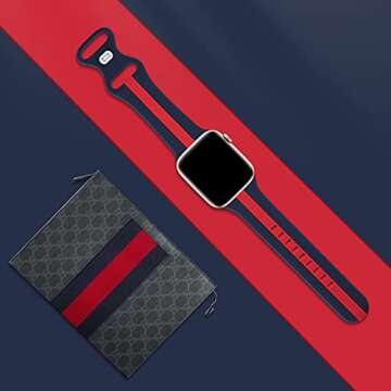 Designer Sport Band Compatible with Apple Watch iWatch Bands 38mm 40mm 41mm 42mm 44mm 45mm 49mm Men Women, Soft Silicone Strap Wristbands for Apple Watch Series 9/8/7/6/5/4/3/2/1/SE/Ultra