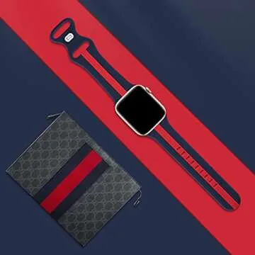 Designer Sport Band Compatible with Apple Watch iWatch Bands 38mm 40mm 41mm 42mm 44mm 45mm 49mm Men Women, Soft Silicone Strap Wristbands for Apple Watch Series 9/8/7/6/5/4/3/2/1/SE/Ultra