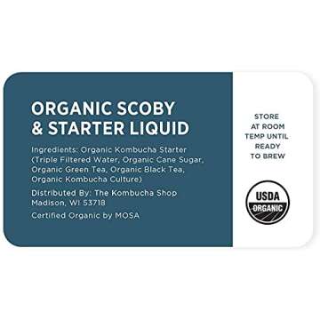 Organic SCOBY Kombucha Starter Kit with Live Culture for Brewing Kombucha Tea - Urban Kitchen