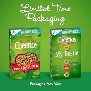 Apple Cinnamon Cheerios Cereal, Limited Edition Happy Heart Shapes, Heart Healthy Cereal with Whole Grain Oats, Family Size, 19 oz