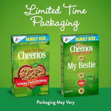 Apple Cinnamon Cheerios Cereal, Limited Edition Happy Heart Shapes, Heart Healthy Cereal with Whole Grain Oats, Family Size, 19 oz