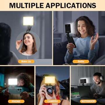 ORFASTAR Phone Light, 120 LED Selfie Light for iPhone, 8000Mah Rechargeable Phone Light Clip Video C...