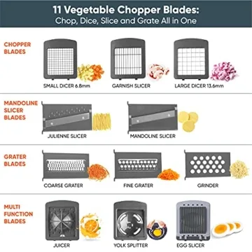 RüK 22-in-1 Vegetable Chopper Slicer with 11 Blades & Lemon Squeezer