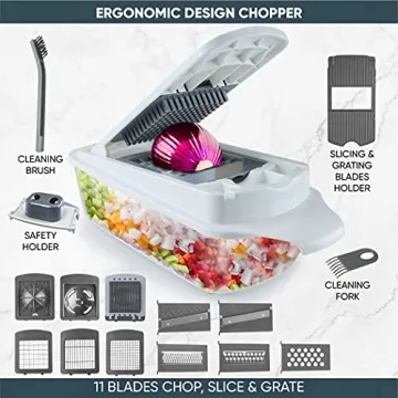 RüK 22-in-1 Vegetable Chopper Slicer with 11 Blades & Lemon Squeezer