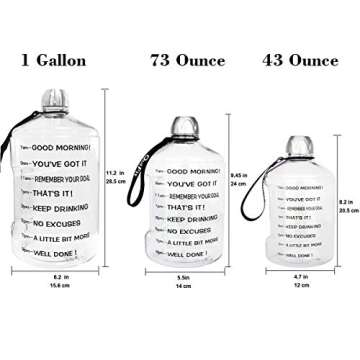 BuildLife 1 Gallon Water Bottle - Motivational Fitness Workout with Time Marker/Drink More Daily/Clear BPA Free/Large 128OZ Capacity Throughout The Day(Transparent,1 Gallon)