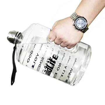BuildLife 1 Gallon Water Bottle - Motivational Fitness Workout with Time Marker/Drink More Daily/Clear BPA Free/Large 128OZ Capacity Throughout The Day(Transparent,1 Gallon)