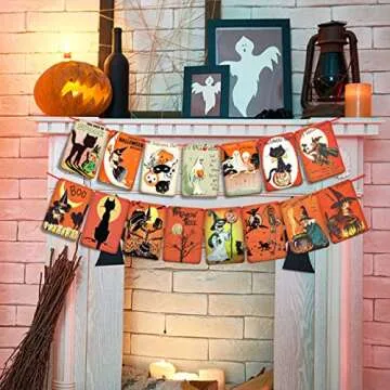 Vintage Halloween Party Decorations Johanna Parker Decor, Vintage Trick or Treat Sign Banner, Retro ...