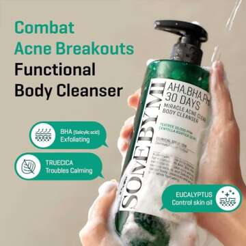 SOME BY MI AHA BHA PHA 30 Days Miracle Acne Clear Body Cleanser + Acne Clear Foam - 13.5Oz+3.38Oz - Mild Exfoliating Daily Acne Body Wash and Face Wash for Removing Sebum, Dead Cell - Korean Skin Care