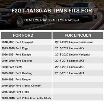 GEARMEISTER TPMS Sensor, 315MHz Tire Pressure Monitor Sensors Fit for Ford F150 Ecosport Mustang Escape Explorer Fiesta Ranger, Lincoln MKX MKZ MKS MKT Navigator, F2GT1A180AB F2GT1A150AB, 4 Pack