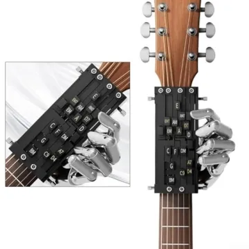 Guitar Chord Presser for Beginners, Chord Trainer Tools, Portable Learning for Aid for Guitar Starters, Enhances Muscle Memory and Chord Transitions, Black,for Beginners Friends Gifts