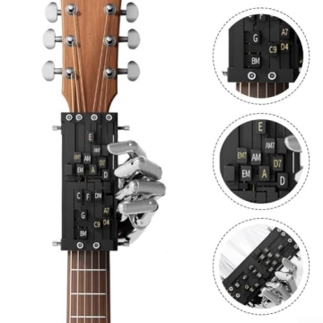 Guitar Chord Presser for Beginners, Chord Trainer Tools, Portable Learning for Aid for Guitar Starters, Enhances Muscle Memory and Chord Transitions, Black,for Beginners Friends Gifts