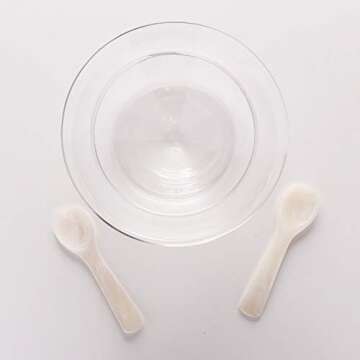 DUEBEL Glass Caviar Chiller Server Set Plus 2 pcs. x Mother of Pearl Caviar Spoon 3.15" – Universa...