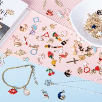 110PCS Bracelet Charms - DIY Jewelry Making Set with Assorted Designs