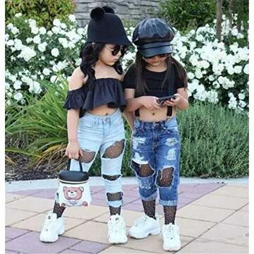 LUCKELF Girls Tights Children's Fishnet Tight 12 Colors Sparkle Rhinestone Hollow Out Pantyhose (US,...