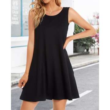 Stylish Elescat Black Summer Dress with Pockets