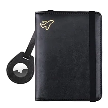 WALNEW AirTag Passport Holder - RFID Blocking Travel Wallet with Detachable AirTag Slot