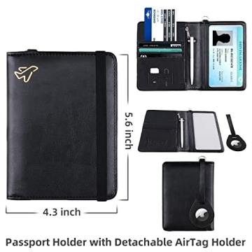 RFID Blocking AirTag Passport Holder - Travel Essentials Wallet