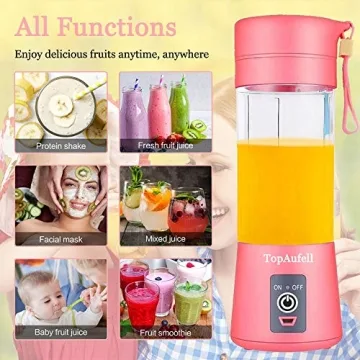 TopAufell Portable Blender 6-Blade USB Rechargeable Smoothie Maker