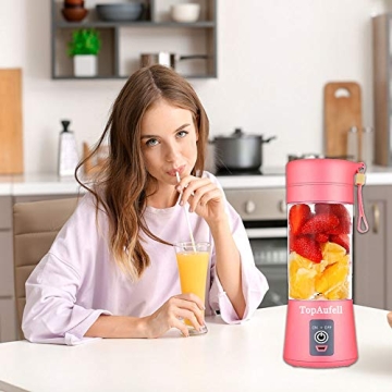 TopAufell Portable Blender 6-Blade USB Rechargeable Smoothie Maker