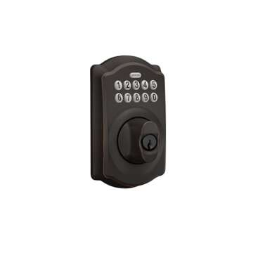 Schlage BE365 V CAM 716 Camelot Keypad Deadbolt, Electronic Keyless Entry Lock, Aged Bronze