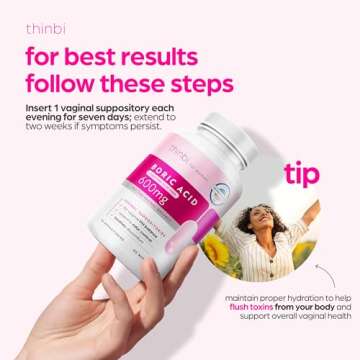 Thinbi Boric Acid Suppositories for Women with Aloe Vera - 30 Count