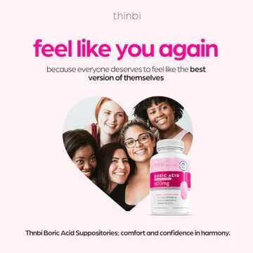 Thinbi Boric Acid Suppositories for Women with Aloe Vera - 30 Count