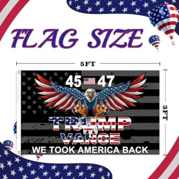 Trump 45th 47th President Flag Trump Vance Won Took America Back Flag for Yard Bedroom Garden Car Outdoor Decor with 2 Brass Grommets