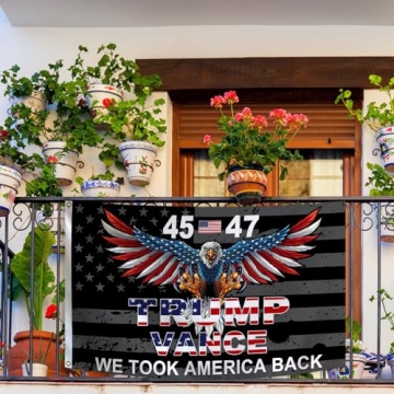 Trump 45th 47th President Flag Trump Vance Won Took America Back Flag for Yard Bedroom Garden Car Outdoor Decor with 2 Brass Grommets