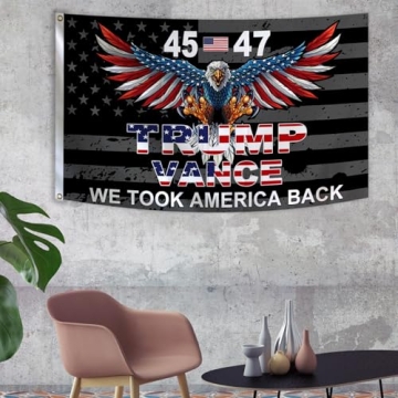 Trump 45th 47th President Flag Trump Vance Won Took America Back Flag for Yard Bedroom Garden Car Outdoor Decor with 2 Brass Grommets