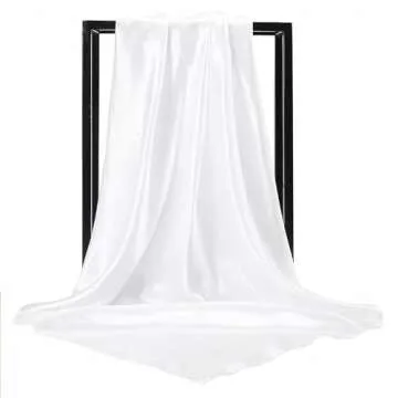 Vimate Women’s White Silk Like Scarf 35 Inches Square