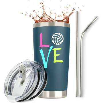 Stainless Steel Volleyball Tumbler Gift Set for Players
