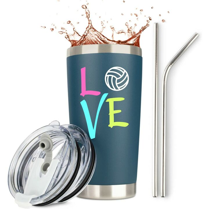 Stainless Steel Volleyball Tumbler Gift Set for Players