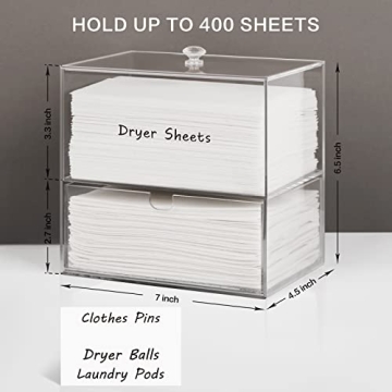 Premium Acrylic Dryer Sheet Holder for Laundry Organization