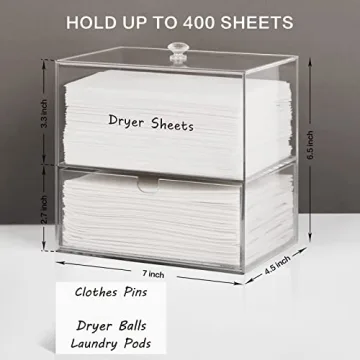 Premium Acrylic Dryer Sheet Holder for Laundry Organization