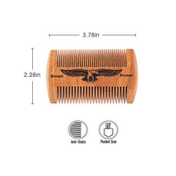 Wooden Beard Comb Kit Handmade Gifts for Men Skull Wings Design Gifts for Dad Mustache Comb for Beard Care & Grooming (Type 3)